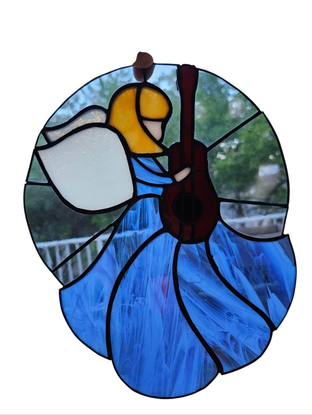 Angel With Guitar Stained Glass Home Decor Heavenly Musical Art